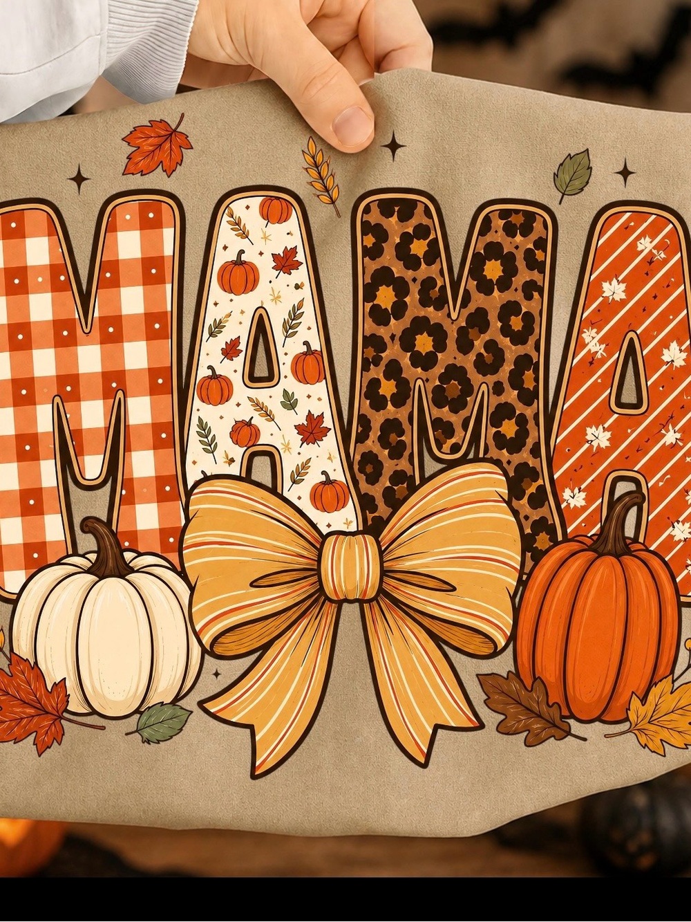 Autumn Mama Tshirt- Taupe, Orange, Cream